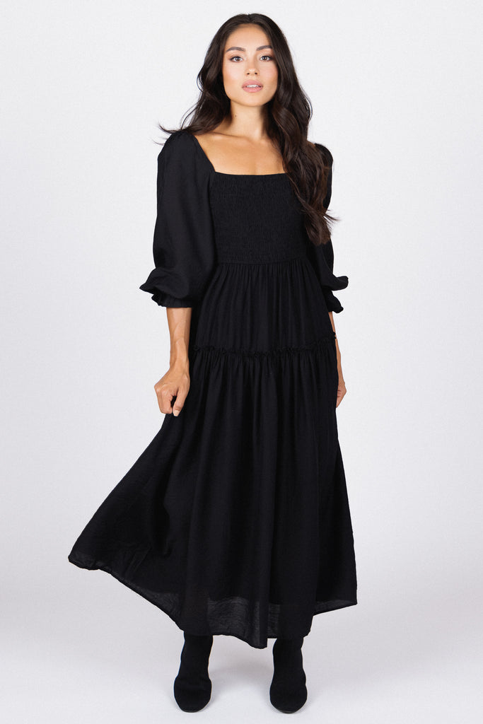 Camila Long Sleeve Midi Dress Black
